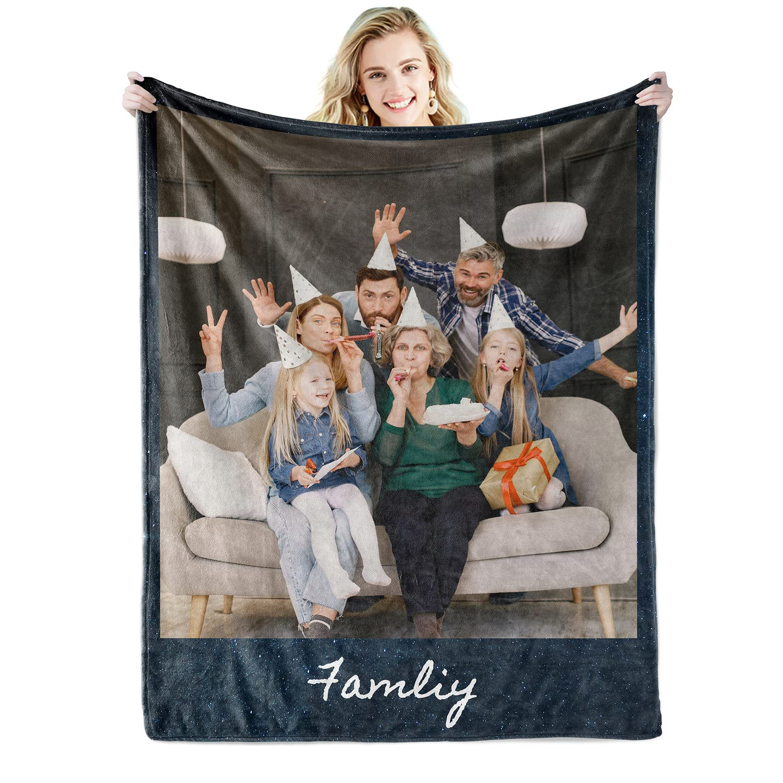 Personalisierte Fleece-Fotodecke – selbst gestalten mit Bild & Text, waschbar bis 60 °C