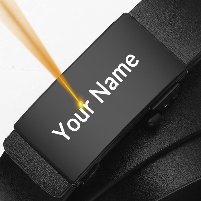 Gravierter Gürtel mit eigenem Logo & Wunschtext – Personalisierter Herrengürtel aus Leder