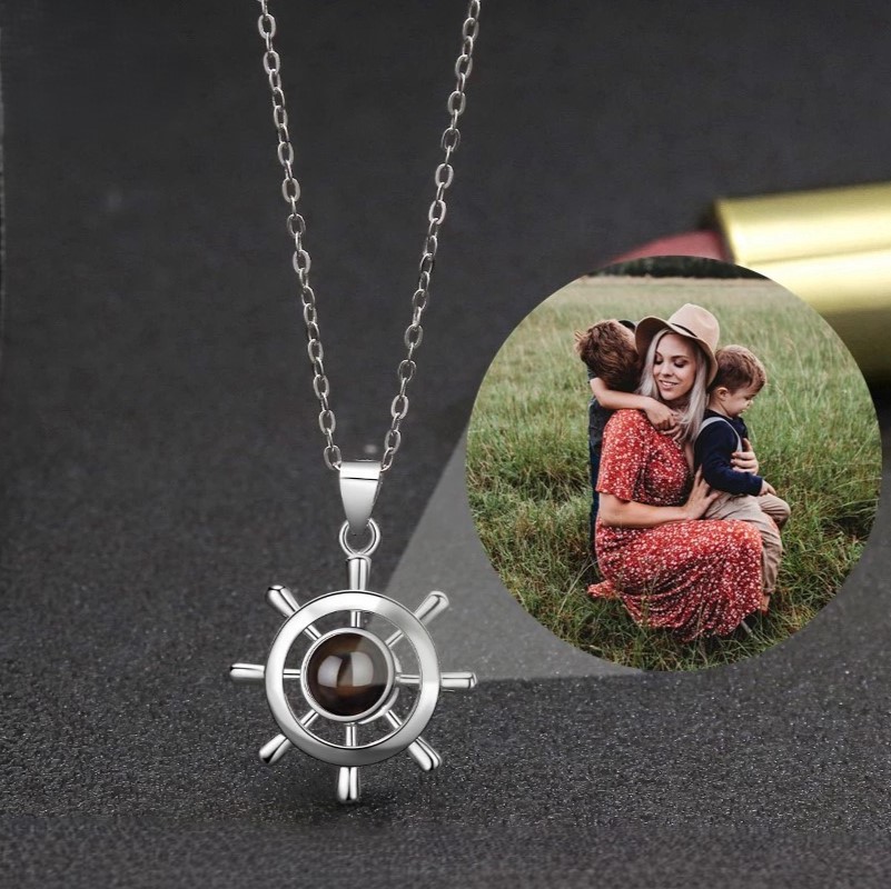 Ruder-Projektionskette aus 925er Sterling Silber – Personalisierte Halskette mit Bild im inneren