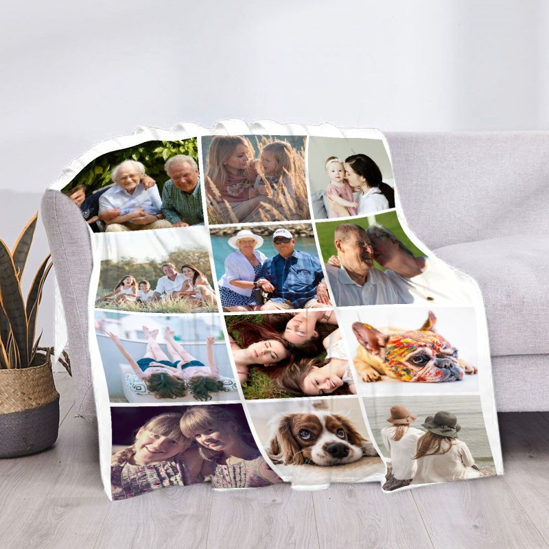 Personalisierte Fleece-Fotodecke – selbst gestalten mit eigenen Bildern & Text, waschbar bis 60 °C