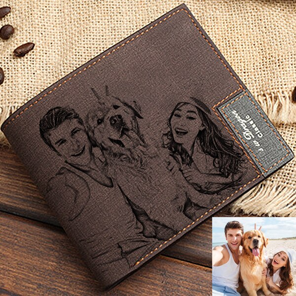 Herren Portemonnaie mit Fotogravur Brieftasche mit eigenem Bild Personalisierter Geldbeutel