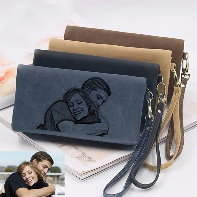 Personalisierte Damen Brieftasche Portemonnaie Geldbeutel Geldbörse mit Text + Fotogravur