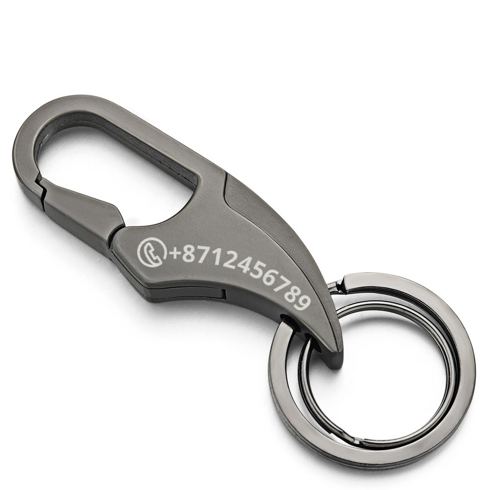Karabiner-Schlüsselanhänger mit Gravur – personalisiert mit Nummer & Name