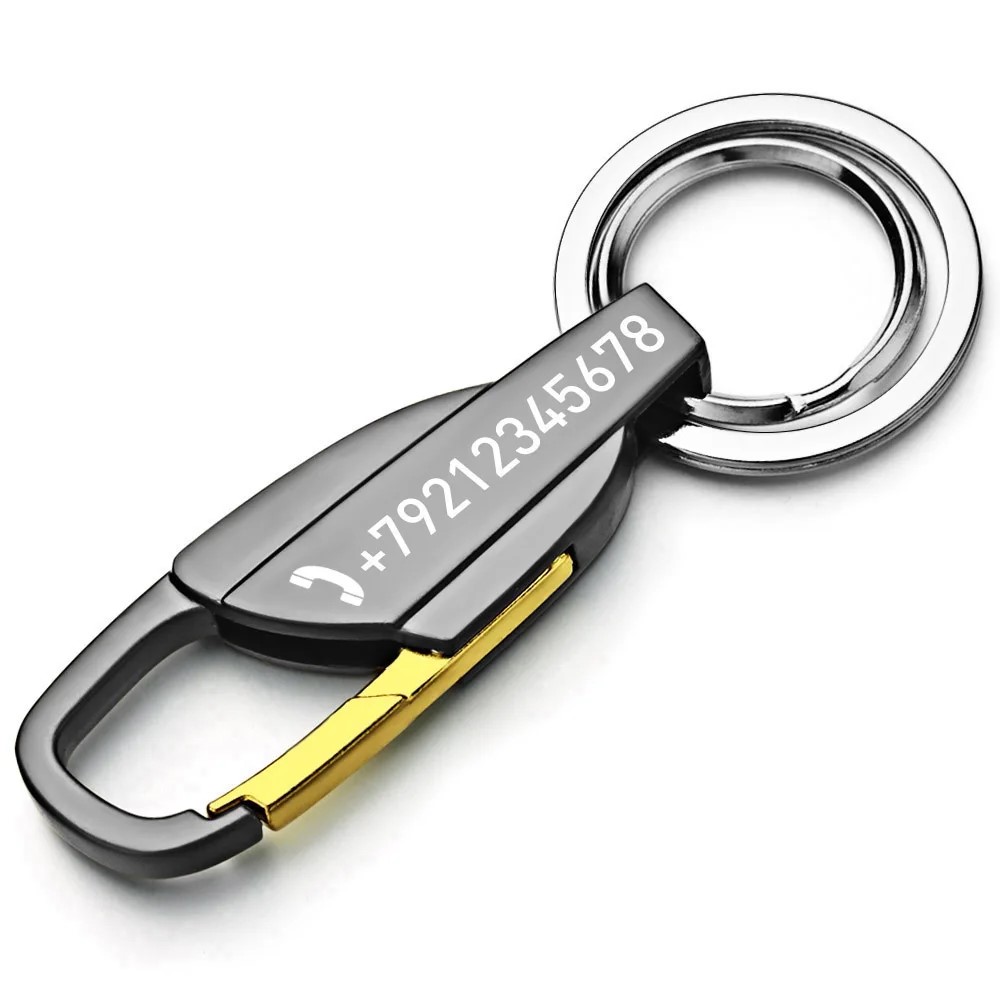 Karabiner-Schlüsselanhänger aus Edelstahl – personalisiert mit Textgravur