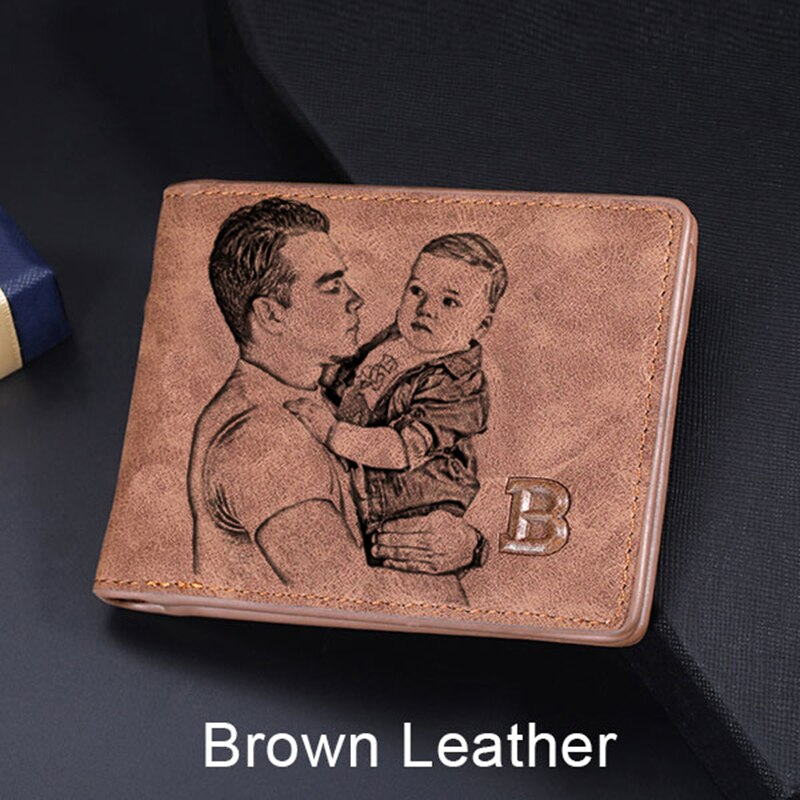 Personalisierte Brieftasche Text/Foto Gravur Geldbörse Geldbeutel Portemonnaie mit Münzfach