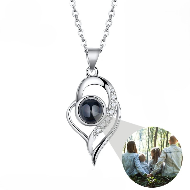 Damen-Projektionshalskette mit Foto aus Sterlingsilber – Personalisierte Halskette mit eigenem Bild