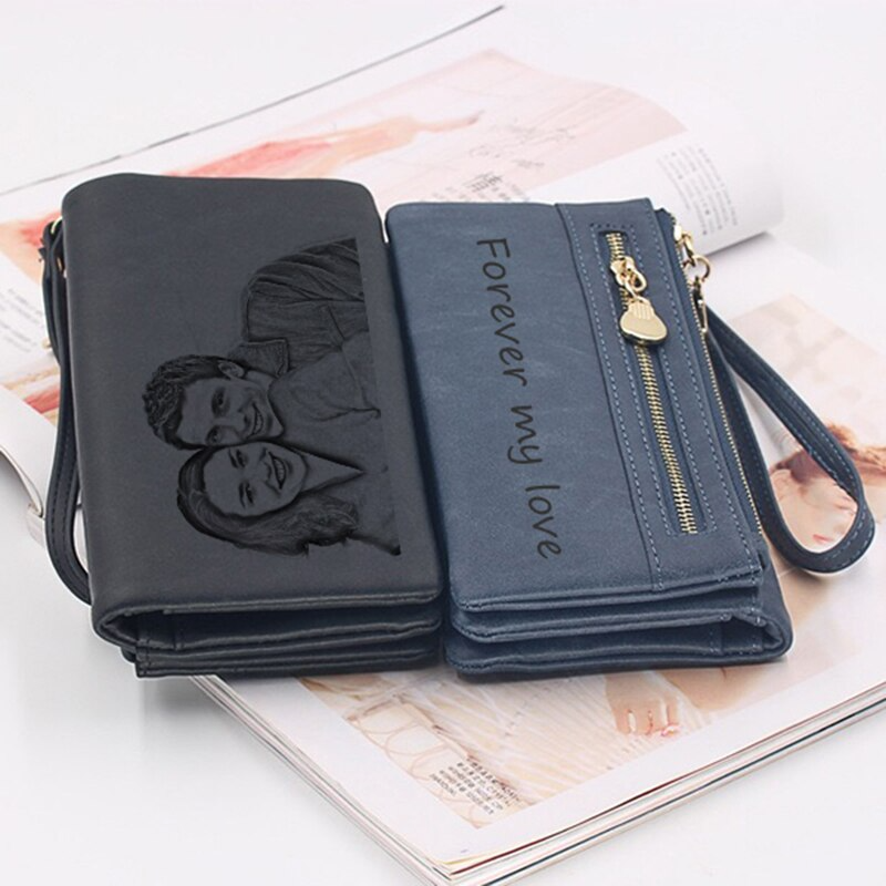 Personalisierte Damen Brieftasche Portemonnaie Geldbeutel Geldbörse mit Text + Fotogravur