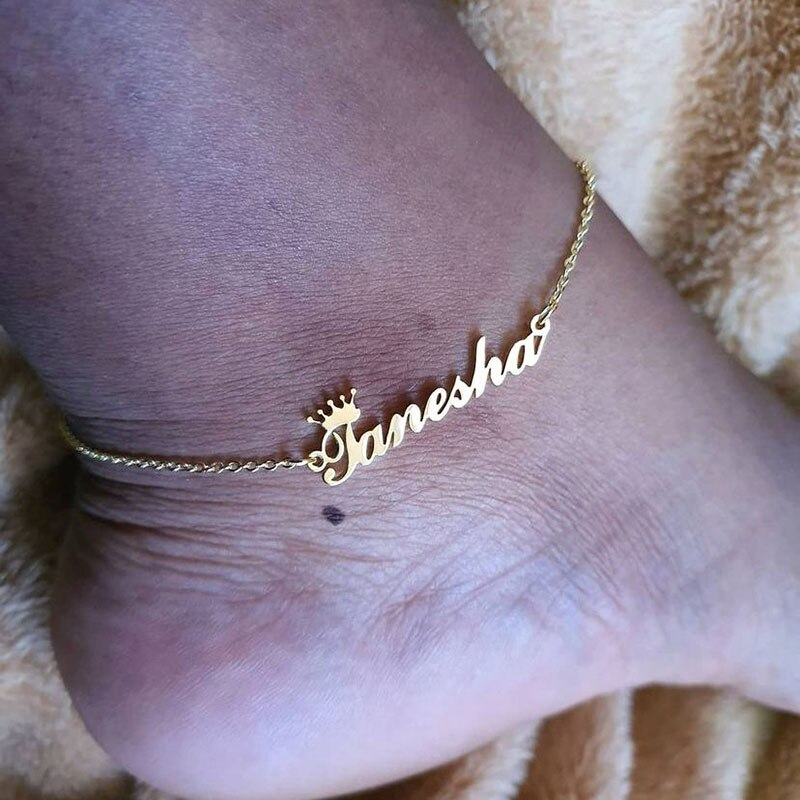Edelstahl Fußkettchen mit eigenem Namen Wunschtext Personalisierte Fußketten Schmuck