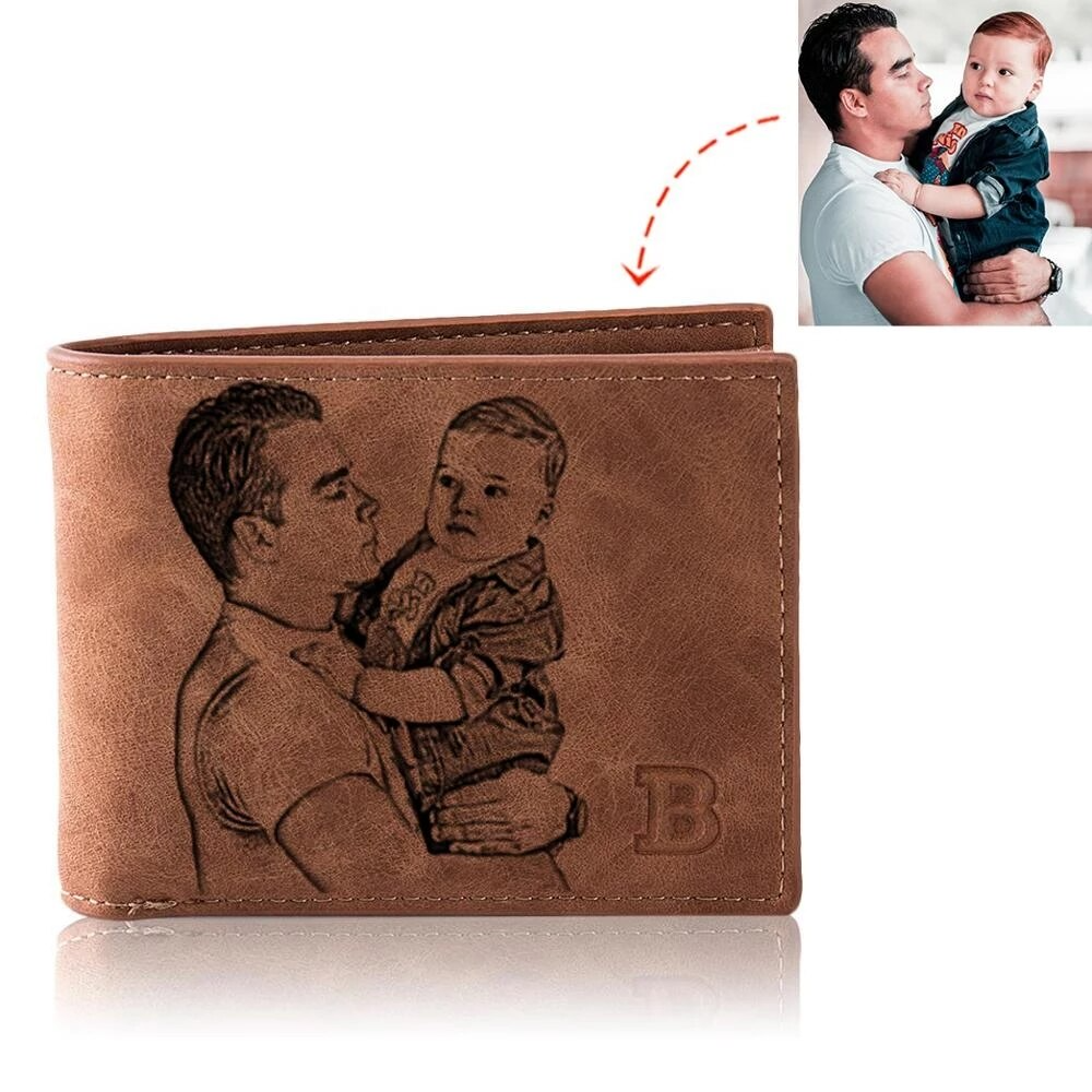 Personalisierte Brieftasche Text/Foto Gravur Geldbörse Geldbeutel Portemonnaie mit Münzfach