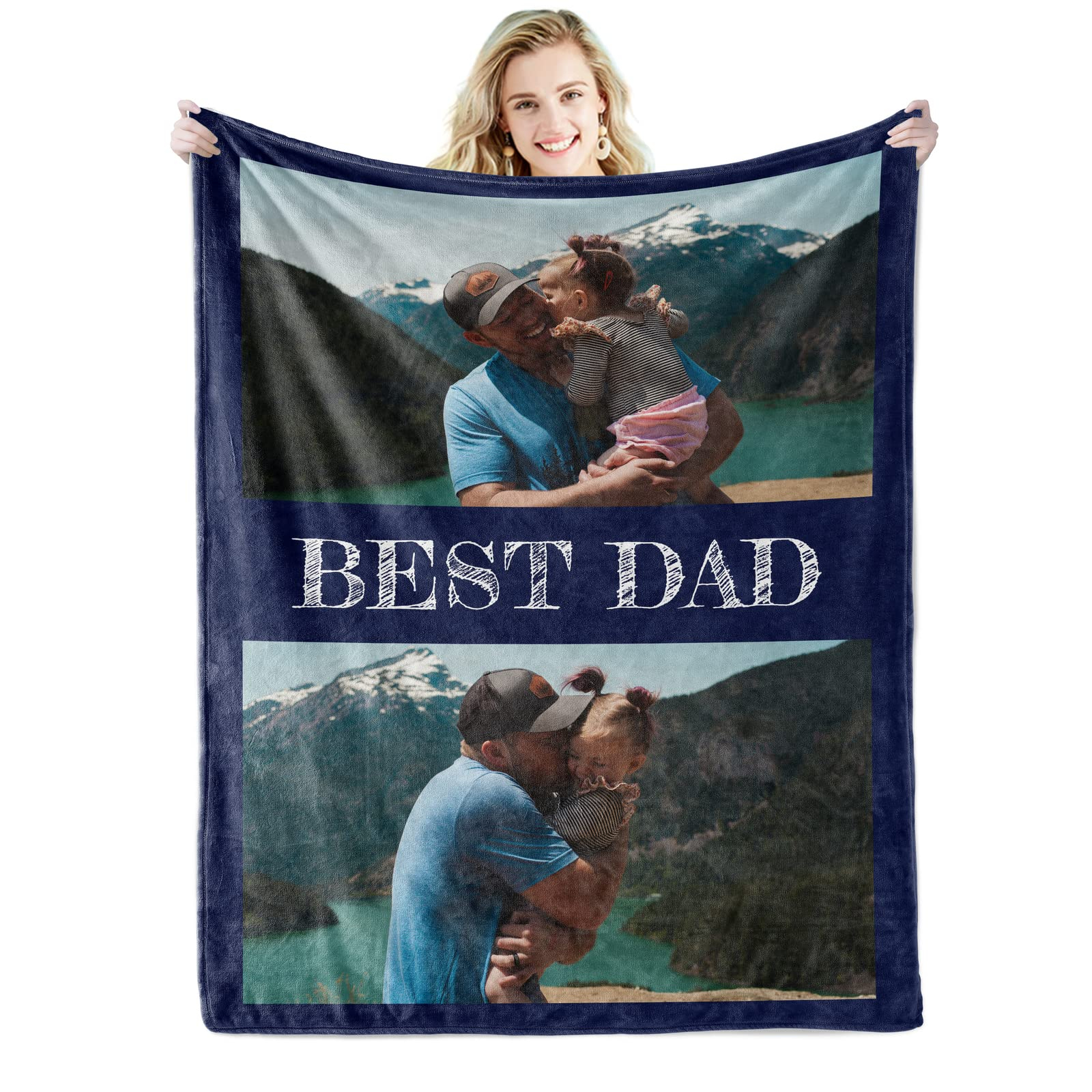 Personalisierte Fleece-Fotodecke – selbst gestalten mit Bild & Text, waschbar bis 60 °C
