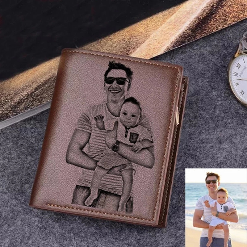 Herren-Foto-Brieftasche – personalisierte Geldbörse mit Text- & Fotogravur