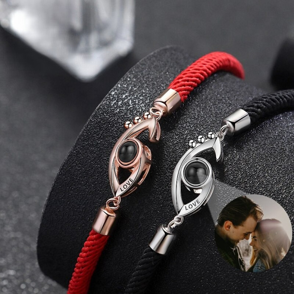 Auge-Symbol Armband mit Fotoprojektion aus 925er Sterling Silber – personalisiert mit eigenem Foto