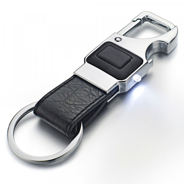 Karabiner Schlüsselanhänger mit Licht-Funktion + Flaschenöffner Personalisiert | Klasse-Gravur