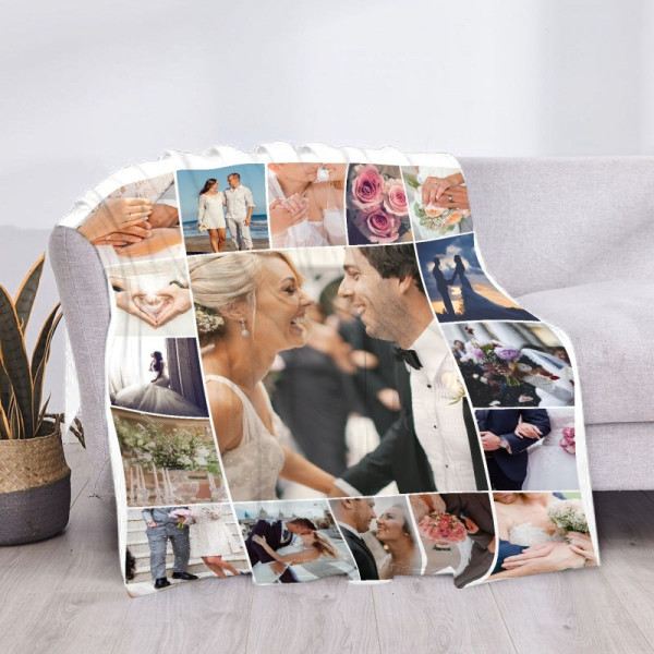 Kuscheldecke mit Foto, Personalisierte Fleece-Decke mit eigenen Bildern, 17 Bilder bedrucken