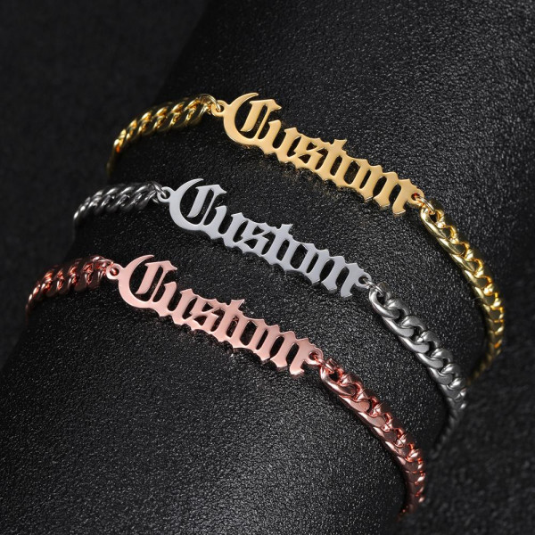 Armband mit eigenem Namen, Personalisiertes Namensarmband aus Edelstahl