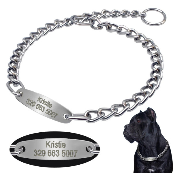 Gravur-Halsband aus Edelstahl, Hundehalsband mit Text Gravur