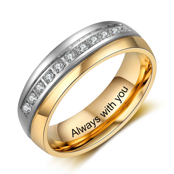 Gegraveerde ring, gepersonaliseerde roestvrijstalen ring met binnengravure