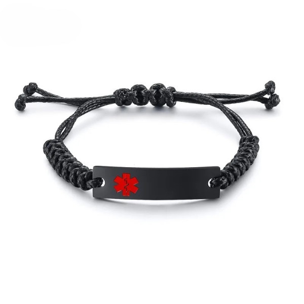 Gravur-Armband, Personalisiertes Armband mit Medizinischem Hinweis Symbol, 10-25cm Länge verstellbar