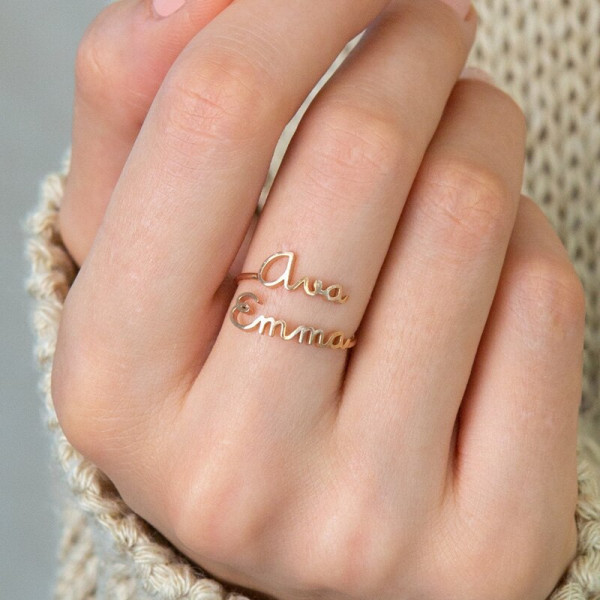 Damen Ring mit Namen-Signatur | Klasse-Gravur Personalisierter Ring