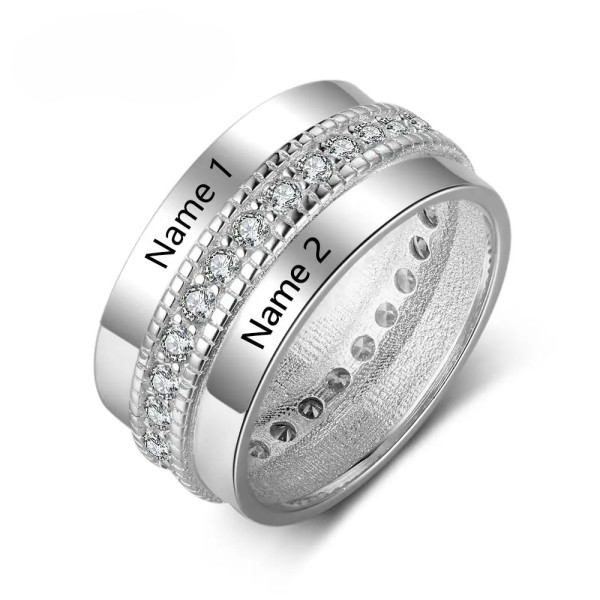 Gravur-Ring, Personalisierter Zirkonia Ring mit mehreren Namen