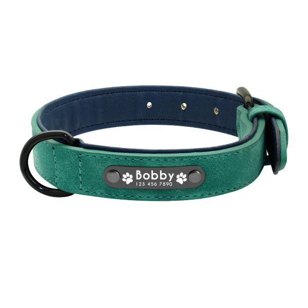 Gegraveerde leren halsband, gepersonaliseerde hondenhalsband met tekstgravure