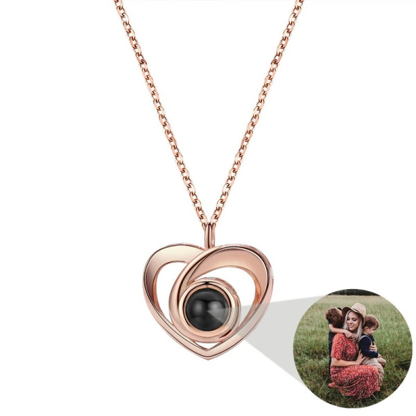 Herz Halskette mit Fotoprojektion - 925er Sterling Silber