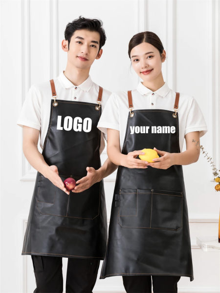 Personalisierte Lederschürze – Kochschürze mit Logo-Druck, wasserdicht