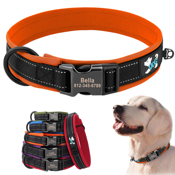 Gravur-Halsband, Personalisiertes Nylon Hundehalsband mit Text Gravur