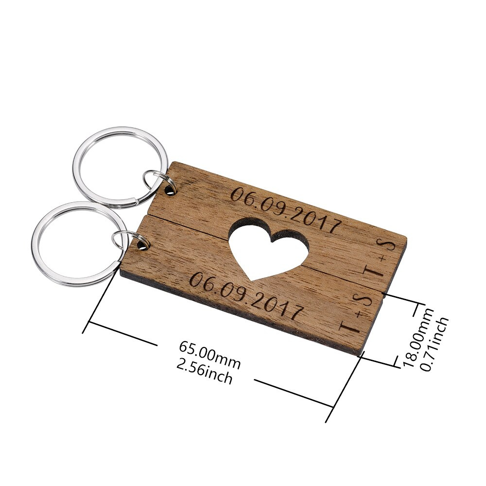 Personalisierter Holz Partner-Schlüsselanhänger