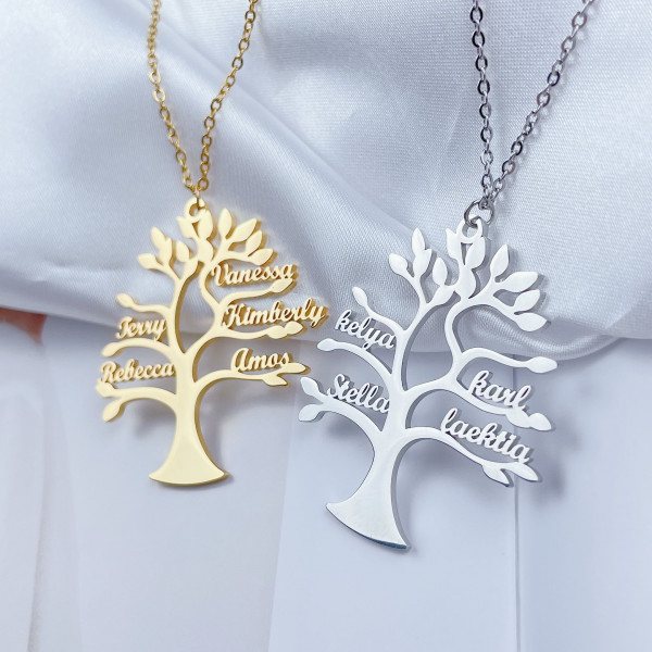 Halskette (Baum) Namenskette Personalisierte Kette bis zu 5 Namen Individualisiert