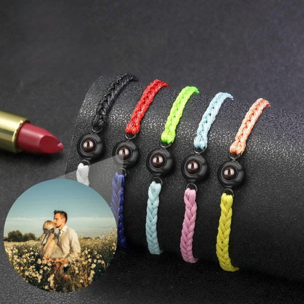 Rundes Stoffarmband mit Fotoprojektion, Personalisiertes 2-Farbiges Armband (18-23cm Länge)