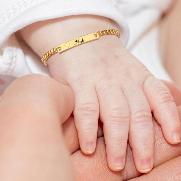 Neugeborenen Armband mit Textgravur | Klasse-Gravur Personalisiertes Babyarmband