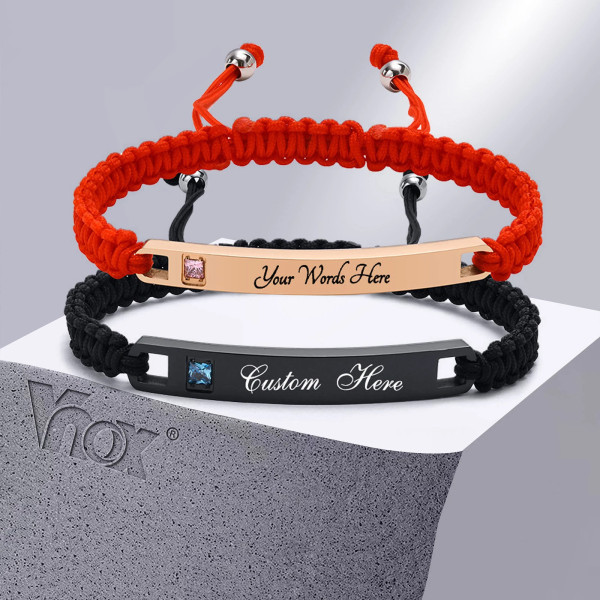 Gravur-Armband, Personalisiertes Armband mit Textgravur (17,5-28,5cm Länge dehnbar)