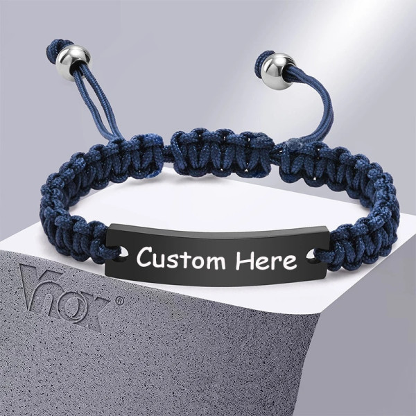 Gravur-Armband, Personalisiertes Armband mit Textgravur gestalten (15-25cm Länge verstellbar)