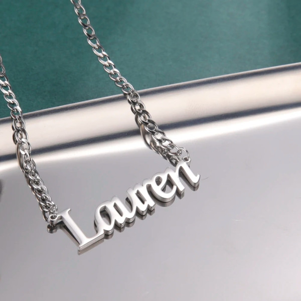 Edelstahl Namenskette Halskette mit Wunschtext Personalisiert (45cm Länge)