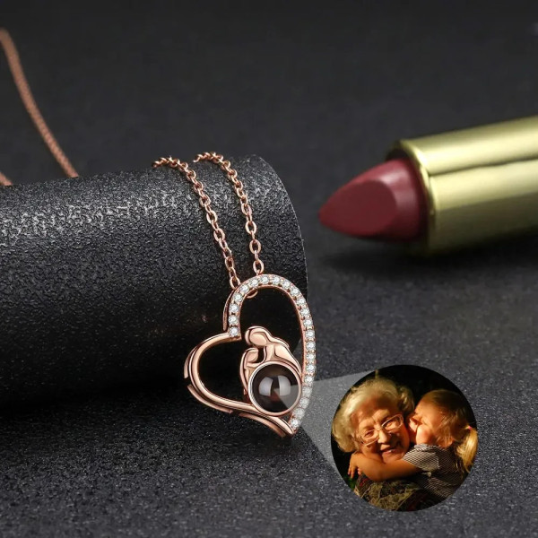 Projektions-Herzkette aus 925er Sterling Silber – personalisiert mit Foto